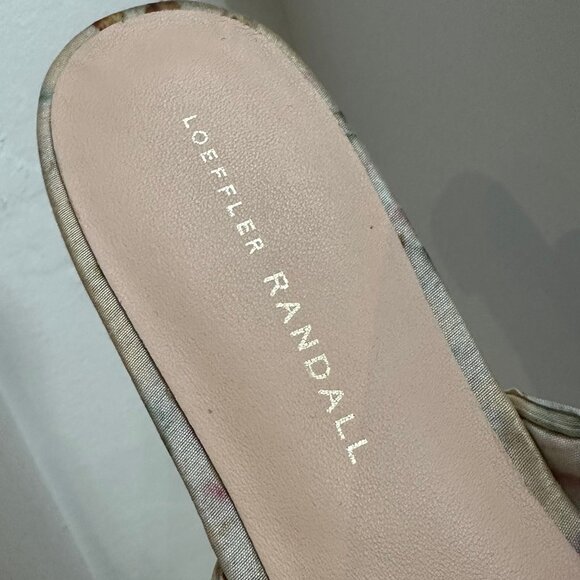 Loeffler Randall BHLDN Daphne Pleated Bow 10 Beige Floral Knotted Slide Flat - Picture 4 of 8